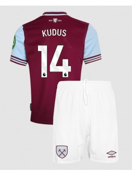 West Ham United Mohammed Kudus #14 Heimtrikotsatz für Kinder 2024-25 Kurzarm (+ Kurze Hosen)